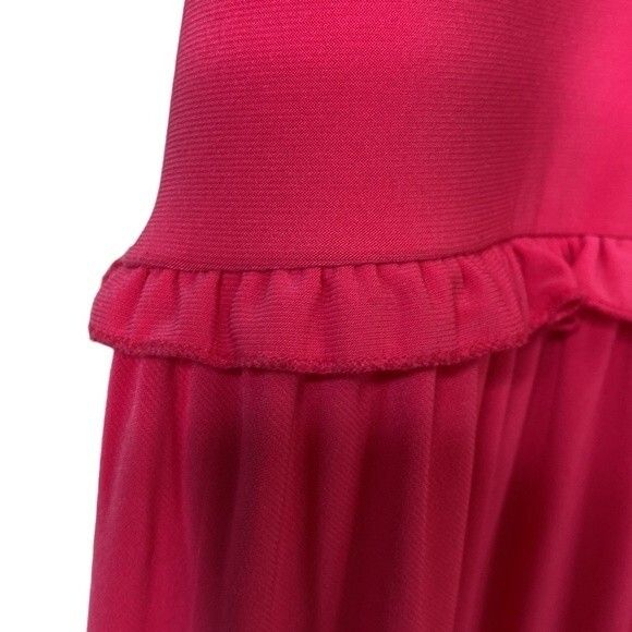 Tommy Hilfiger V-Neck Tiered Ruffle Sleeveless Shift Dress Flowy Barbiecore - Picture 7 of 16